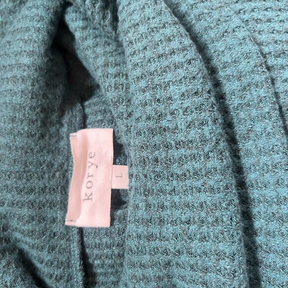DISCOUNTED SHIP| Korye Cowl Neck Teal Sweater - Size L (Boho Poncho Style) - Picture 3 of 3